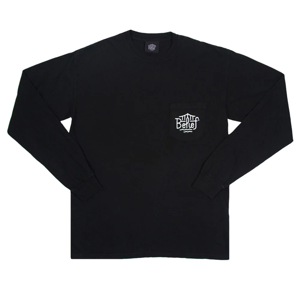 Belief: Triboro Longsleeve Pocket Shirt - Black