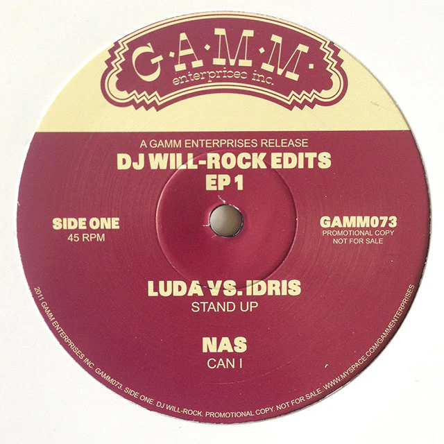 DJ Will-Rock: Edits EP 1 (Ludacris, Nas, Earth Wind & Fire) 12"