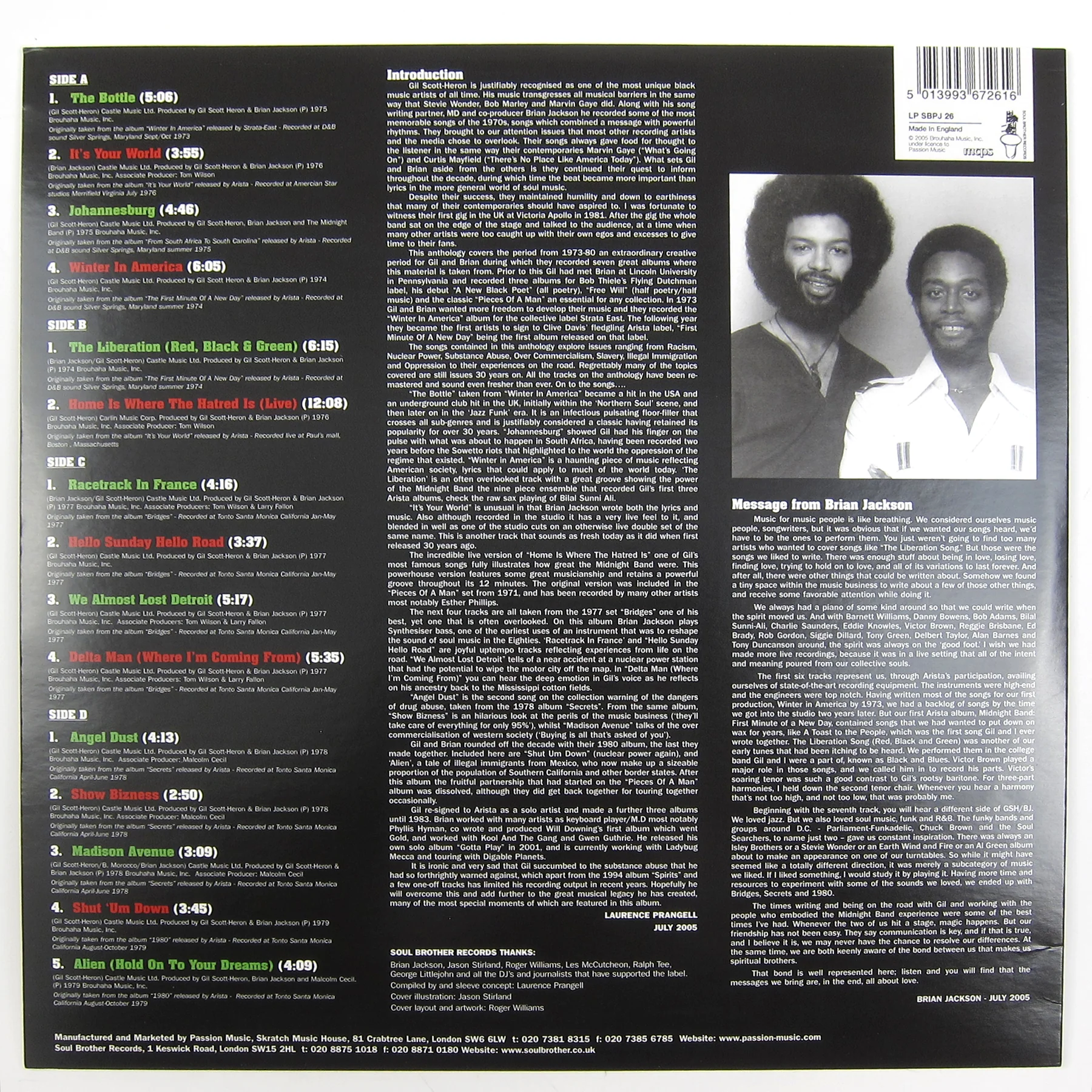 Gil Scott-Heron And Brian Jackson: Anthology Messages Vinyl 2LP - Image 3