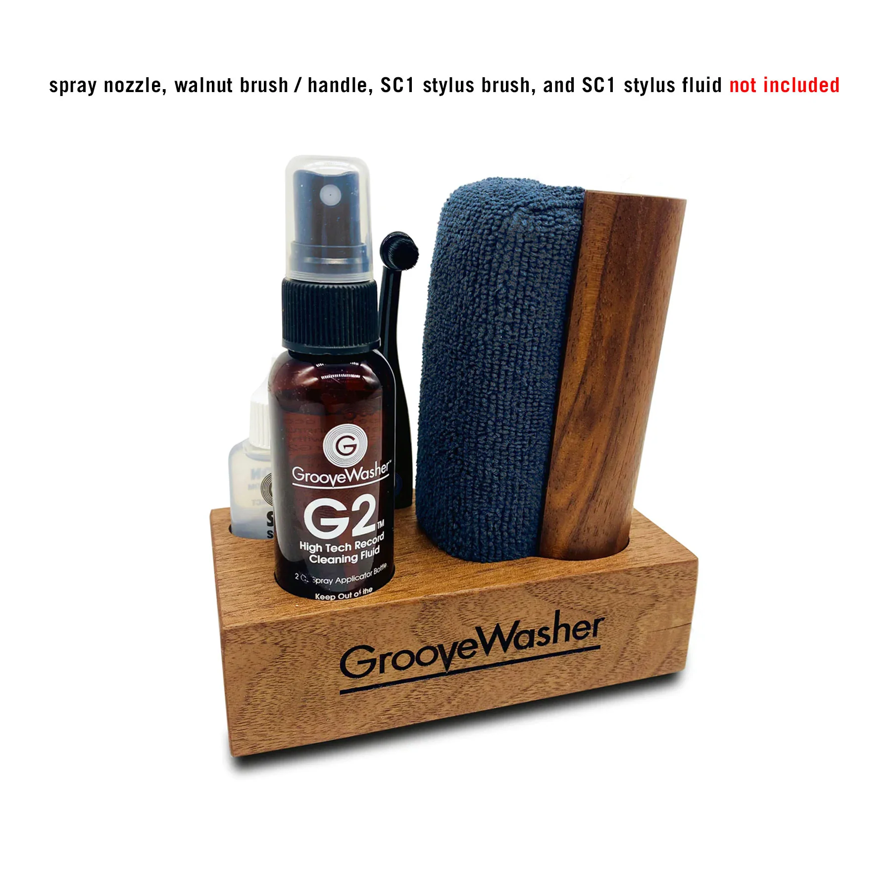 GrooveWasher: Walnut Display Block + 2oz G2 Fluid Bottle - Image 2