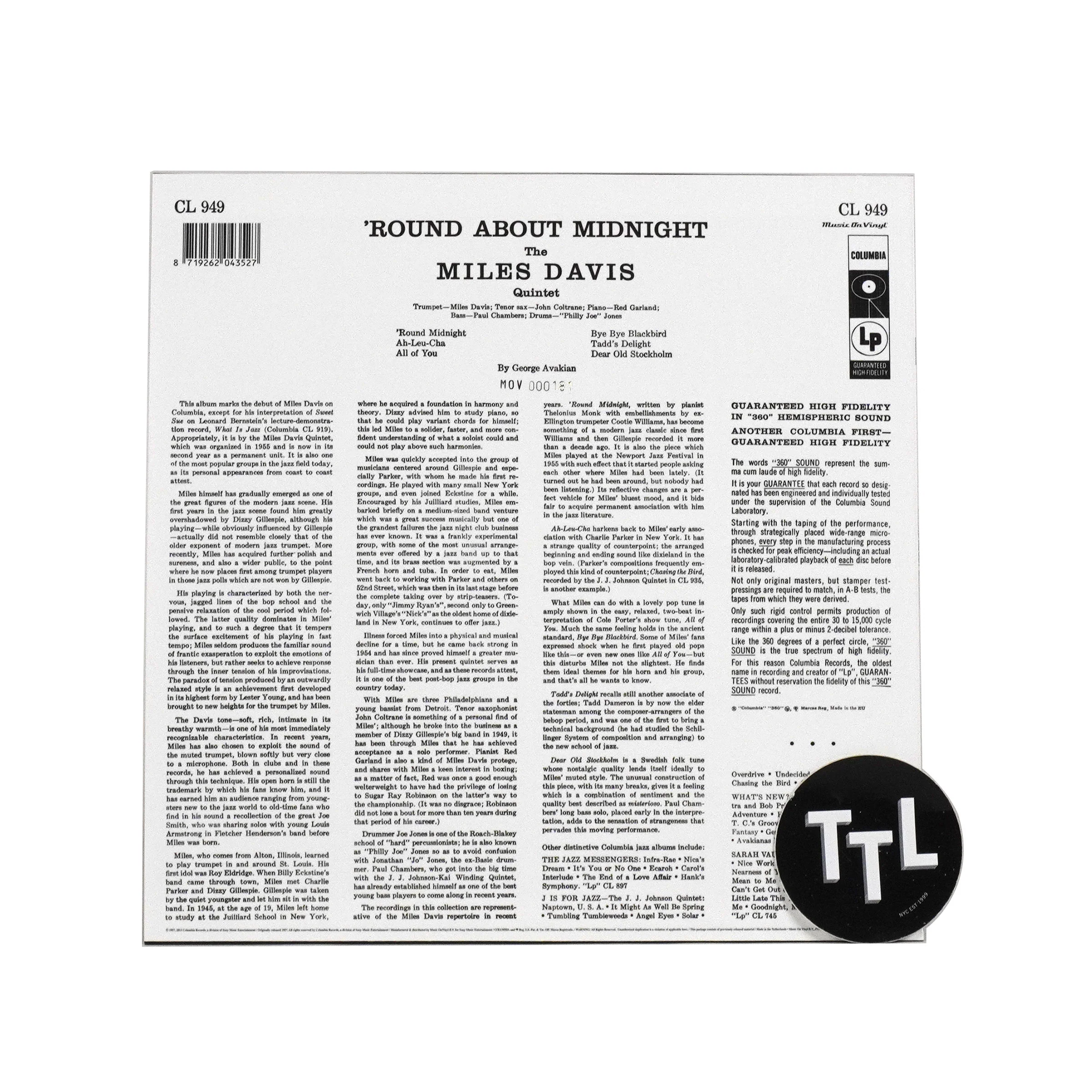 Miles Davis: Round About Midnight (180g, Colored Vinyl) Vinyl LP - Image 2