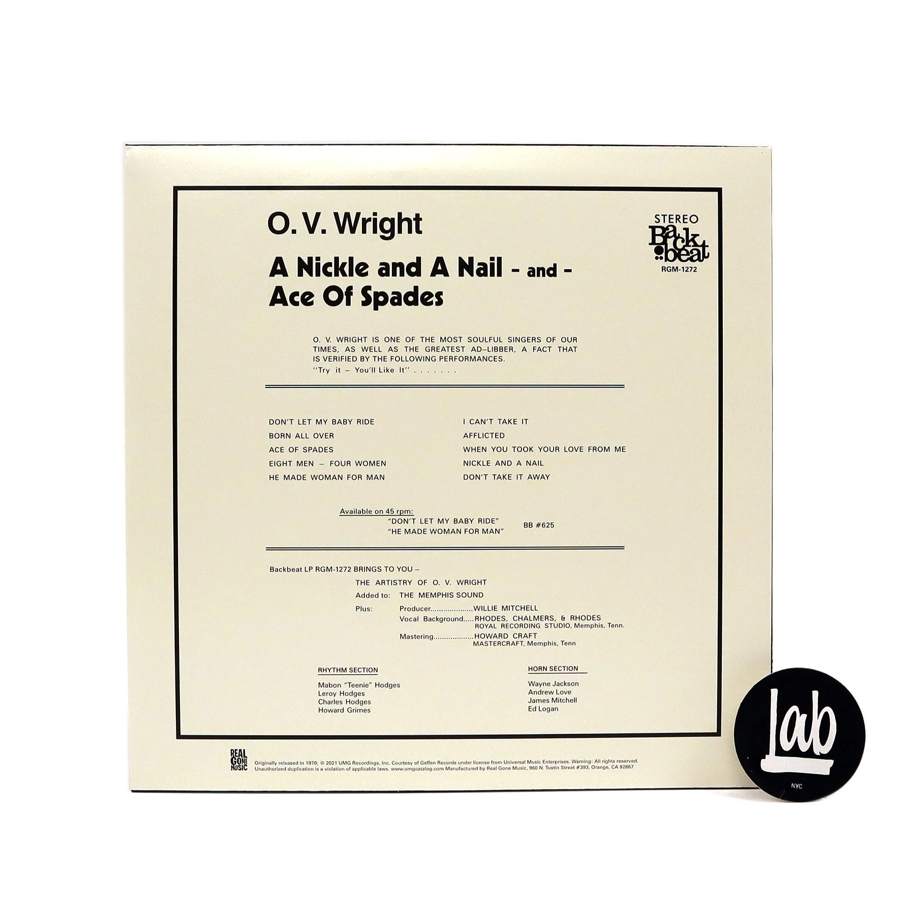 O.V. Wright: A Nickel And A Nail And Ace Of Spades (180g) Vinyl LP - Image 2