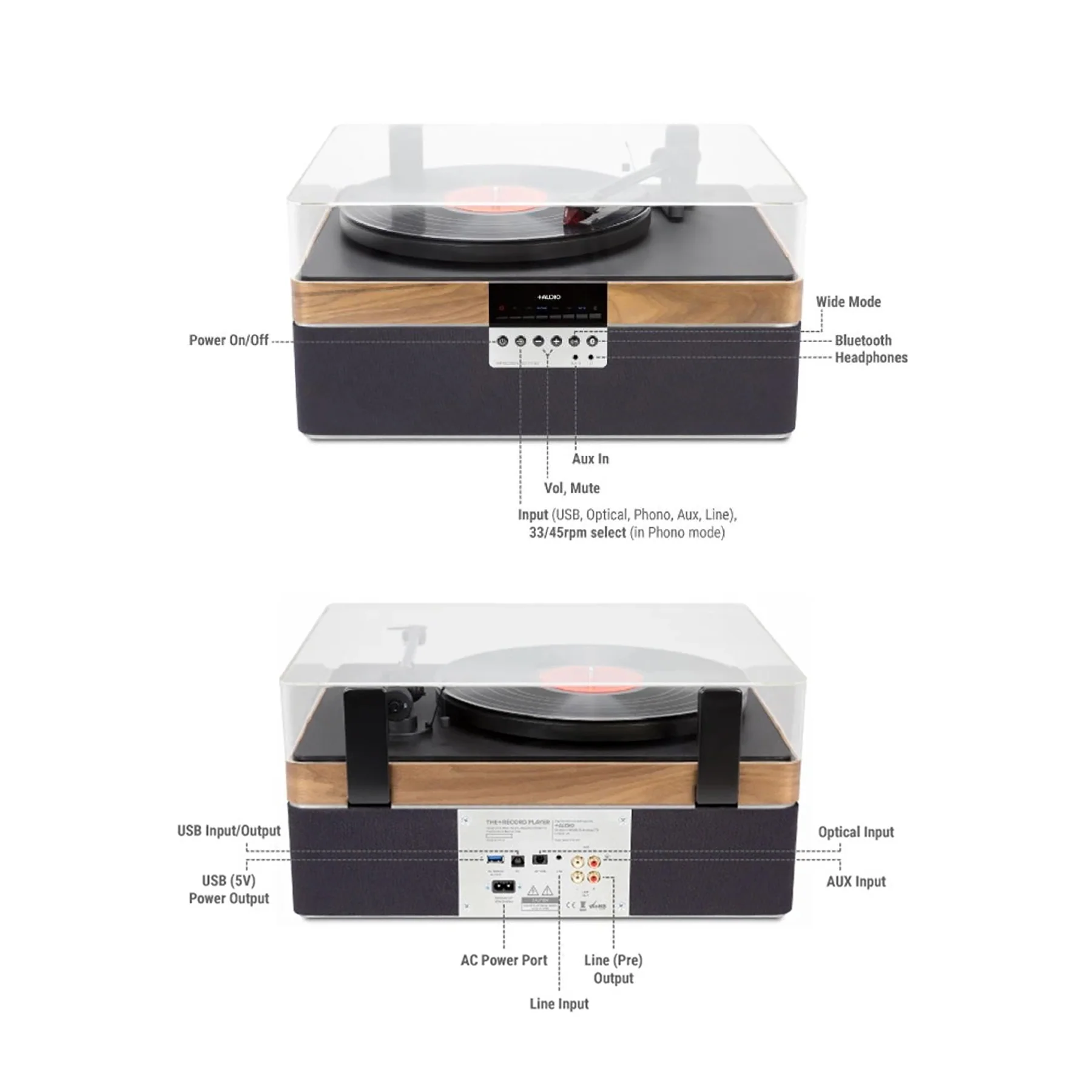 Plus Audio: The +Record Player Turntable + Integrated Audio System w/ Bluetooth - Image 4