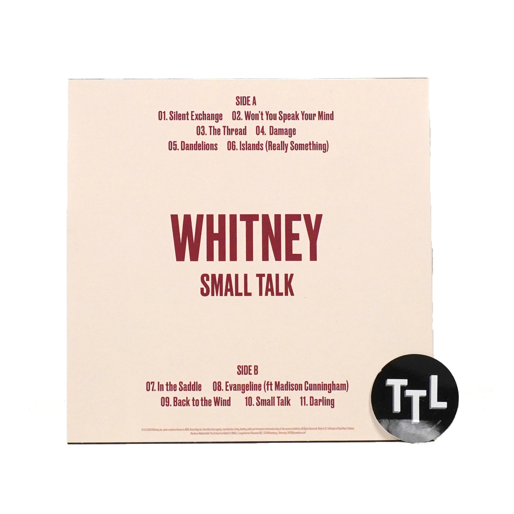 Whitney: Small Talk (Indie Exclusive Colored Vinyl) Vinyl LP - Image 3